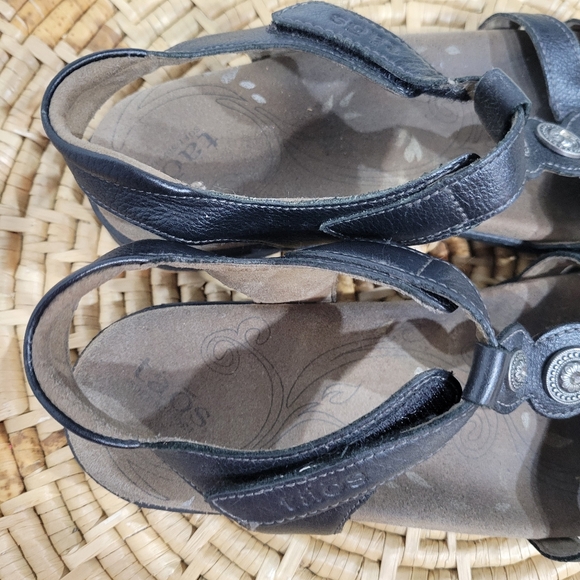 Taos Treasure Black Leather Boho Strappy Sandals 8 - Picture 3 of 6